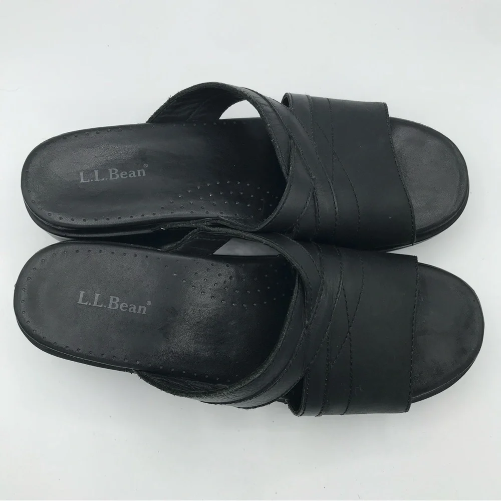 L.L. Bean Women’s Black Slip On Wedge Slide Sandals US Size 9 EU 40 - Picture 12 of 12